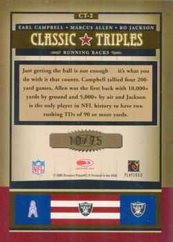 2005 Donruss Classics - Classic Triples Gold #CT-2 Earl Campbell / Marcus Allen / Bo Jackson Back