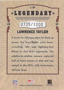 2005 Donruss Classics - Legendary Players Bronze #L-29 Lawrence Taylor Back