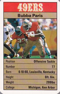 1987 Ace Fact Pack San Francisco 49ers #NNO Bubba Paris Front