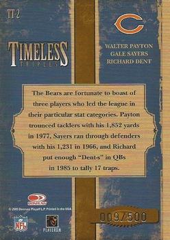 2005 Donruss Classics - Timeless Triples Silver #TT-2 Walter Payton / Gale Sayers / Richard Dent Back