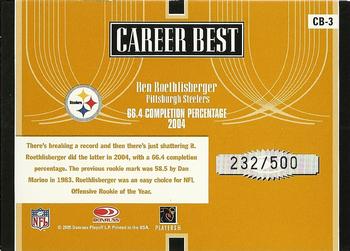 2005 Donruss Elite - Career Best Gold #CB-3 Ben Roethlisberger Back