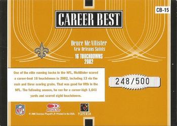 2005 Donruss Elite - Career Best Gold #CB-15 Deuce McAllister Back