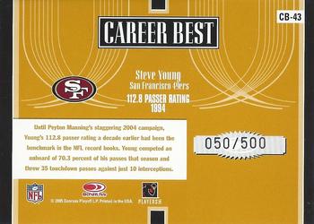 2005 Donruss Elite - Career Best Gold #CB-43 Steve Young Back