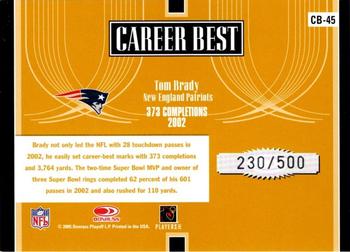2005 Donruss Elite - Career Best Gold #CB-45 Tom Brady Back