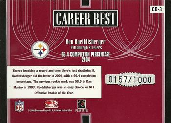 2005 Donruss Elite - Career Best Red #CB-3 Ben Roethlisberger Back