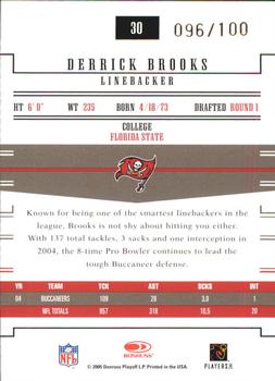 2005 Donruss Gridiron Gear - Gold Holofoil #30 Derrick Brooks Back