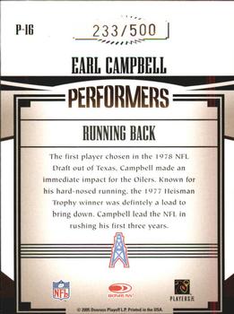2005 Donruss Gridiron Gear - Performers Gold #P-16 Earl Campbell Back