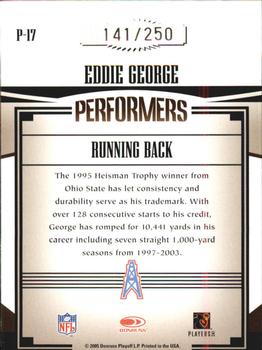 2005 Donruss Gridiron Gear - Performers Silver Holofoil #P-17 Eddie George Back