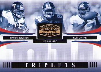 2005 Donruss Gridiron Gear - Triplets Gold Holofoil #T-2 Amani Toomer / Ike Hilliard / Ron Dayne Front