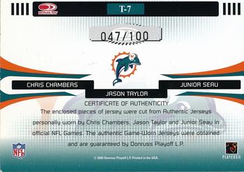 2005 Donruss Gridiron Gear - Triplets Jerseys #T-7 Chris Chambers / Jason Taylor / Junior Seau Back