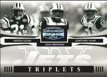 2005 Donruss Gridiron Gear - Triplets Silver Holofoil #T-1 Aaron Glenn / John Abraham / Jonathan Vilma Front