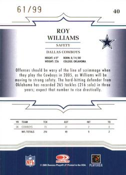 2005 Donruss Throwback Threads - Gold Holofoil #40 Roy Williams Back
