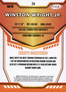2024 SAGE HIT #29 Winston Wright Jr. Back