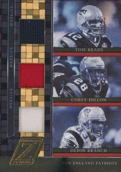 2005 Donruss Zenith - Mozaics Materials Prime #M-9 Tom Brady / Corey Dillon / Deion Branch Front