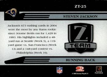 2005 Donruss Zenith - Z-Team Silver #ZT-25 Steven Jackson  Back