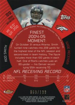 2005 Finest - Green Refractors #89 Rod Smith Back