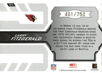 2005 Leaf Certified Materials - Certified Potential #CP-2 Larry Fitzgerald Back
