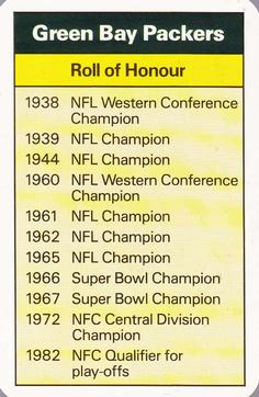 1987 Ace Fact Pack Green Bay Packers #NNO Roll of Honour Front