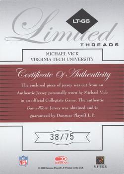 2005 Leaf Limited - Threads #LT-66 Michael Vick Back