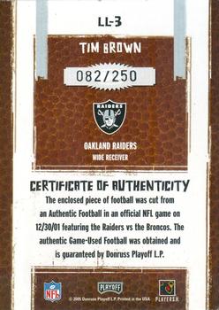 2005 Playoff Absolute Memorabilia - Leather #LL-3 Tim Brown Back