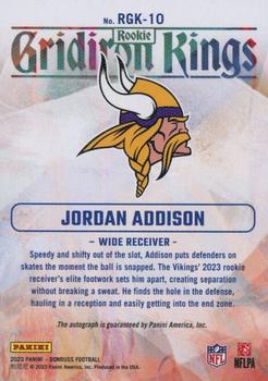 2023 Donruss - Rookie Gridiron Kings Autographs #RGK-10 Jordan Addison Back