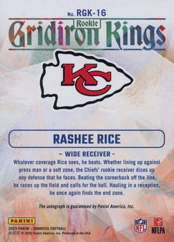 2023 Donruss - Rookie Gridiron Kings Autographs #RGK-16 Rashee Rice Back