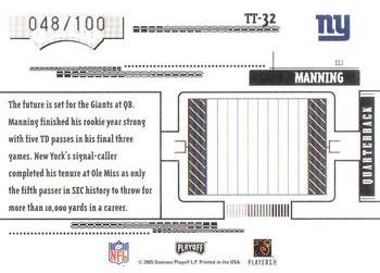 2005 Playoff Absolute Memorabilia - Tools of the Trade Black #TT-32 Eli Manning Back