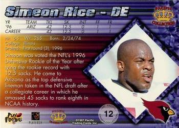 1997 Pacific Crown Collection #12 Simeon Rice Back