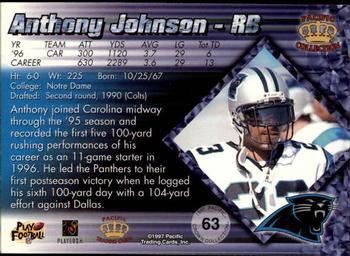 1997 Pacific Crown Collection #63 Anthony Johnson Back