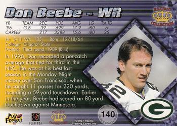 1997 Pacific Crown Collection #140 Don Beebe Back