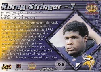 1997 Pacific Crown Collection #236 Korey Stringer Back