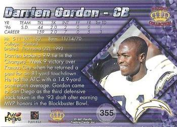 1997 Pacific Crown Collection #355 Darrien Gordon Back