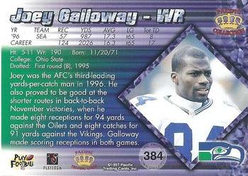 1997 Pacific Crown Collection #384 Joey Galloway Back
