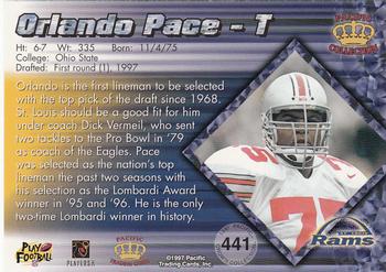 1997 Pacific Crown Collection #441 Orlando Pace Back