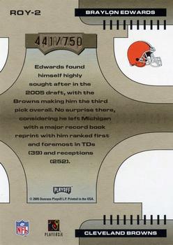 2005 Playoff Contenders - ROY Contenders Gold #ROY-2 Braylon Edwards Back