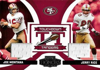 2005 Playoff Honors - Touchdown Tandems Materials #TT-21 Joe Montana / Jerry Rice Front