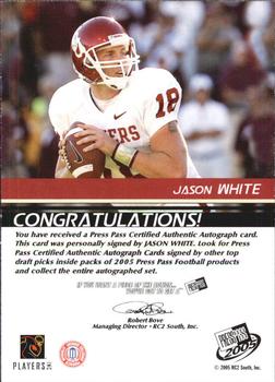 2005 Press Pass - Autographs Bronze #NNO Jason White Back