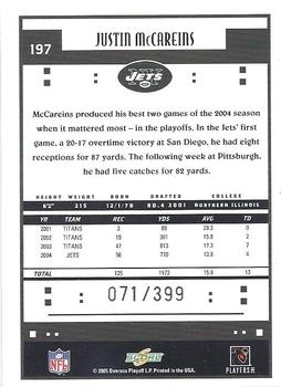 2005 Score - Adrenaline #197 Justin McCareins Back