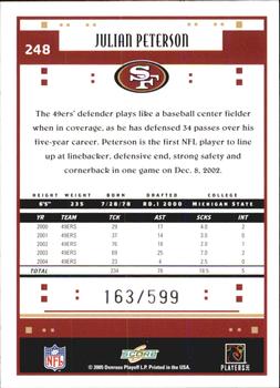 2005 Score - Scorecard #248 Julian Peterson Back