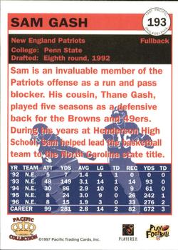 1997 Pacific Philadelphia #193 Sam Gash Back