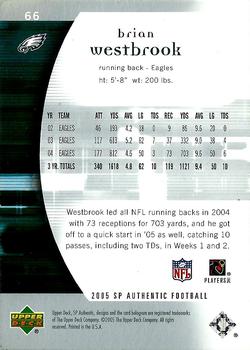 2005 SP Authentic - UD Promos #66 Brian Westbrook Back