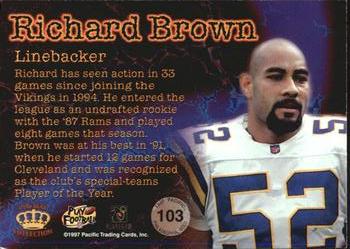1997 Pacific Philadelphia - Gold #103 Richard Brown Back