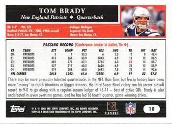 2005 Topps 1st Edition #10 Tom Brady Back