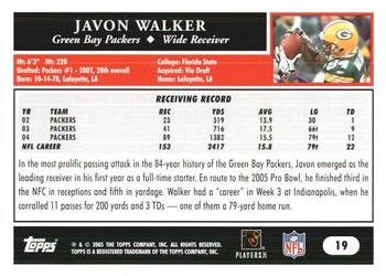 2005 Topps 1st Edition #19 Javon Walker Back