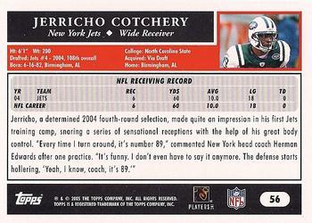 2005 Topps 1st Edition #56 Jerricho Cotchery Back