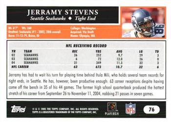 2005 Topps 1st Edition #76 Jerramy Stevens Back