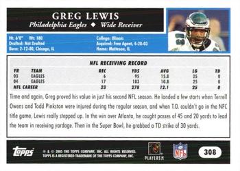 2005 Topps 1st Edition #308 Greg Lewis Back