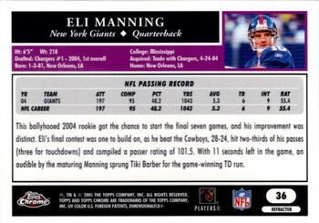 2005 Topps Chrome - Refractors #36 Eli Manning Back