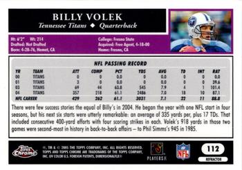 2005 Topps Chrome - Refractors #112 Billy Volek Back