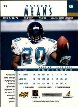 1997 Pinnacle #25 Natrone Means Back